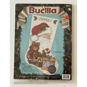 SEALED! Bucilla SANTA'S TOYS Christmas 19" Stocking Cross Stitch Kit #82914